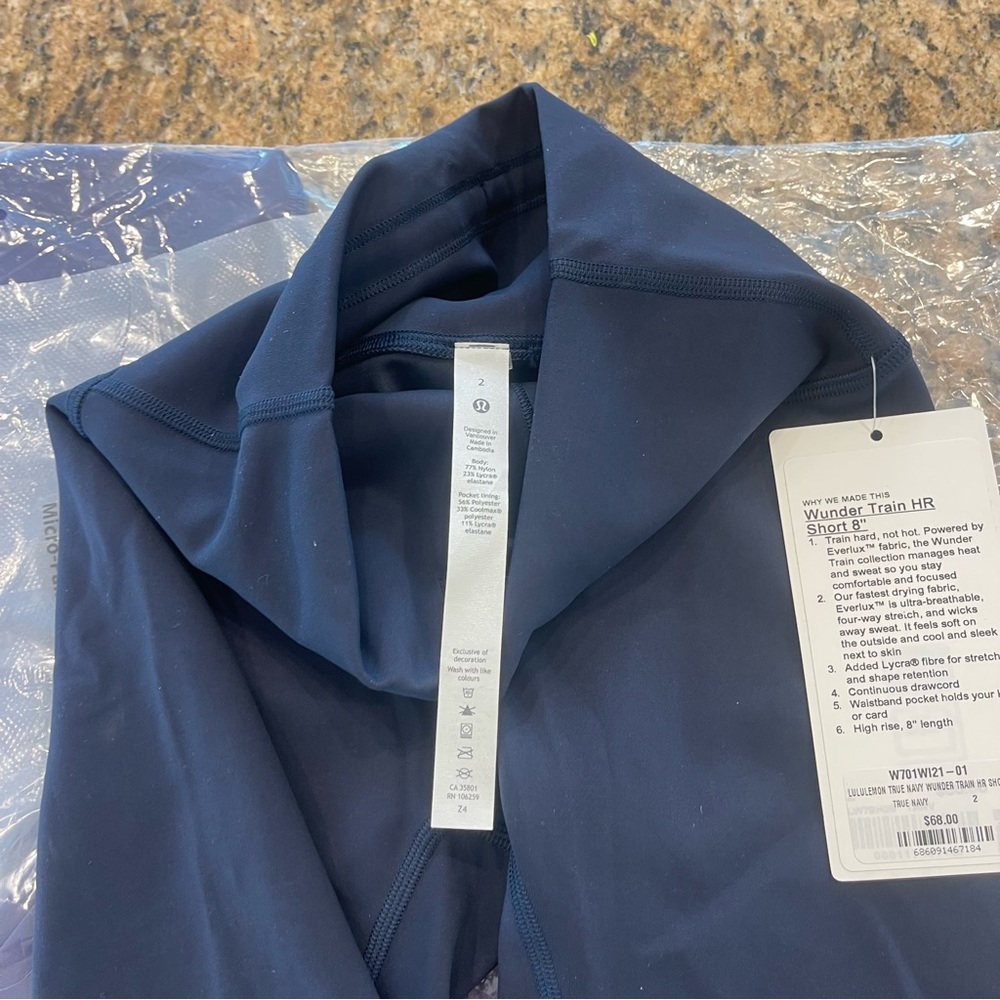 NWT Lululemon Wunder Train High Rise Short 8" true navy blue - Picture 5 of 16